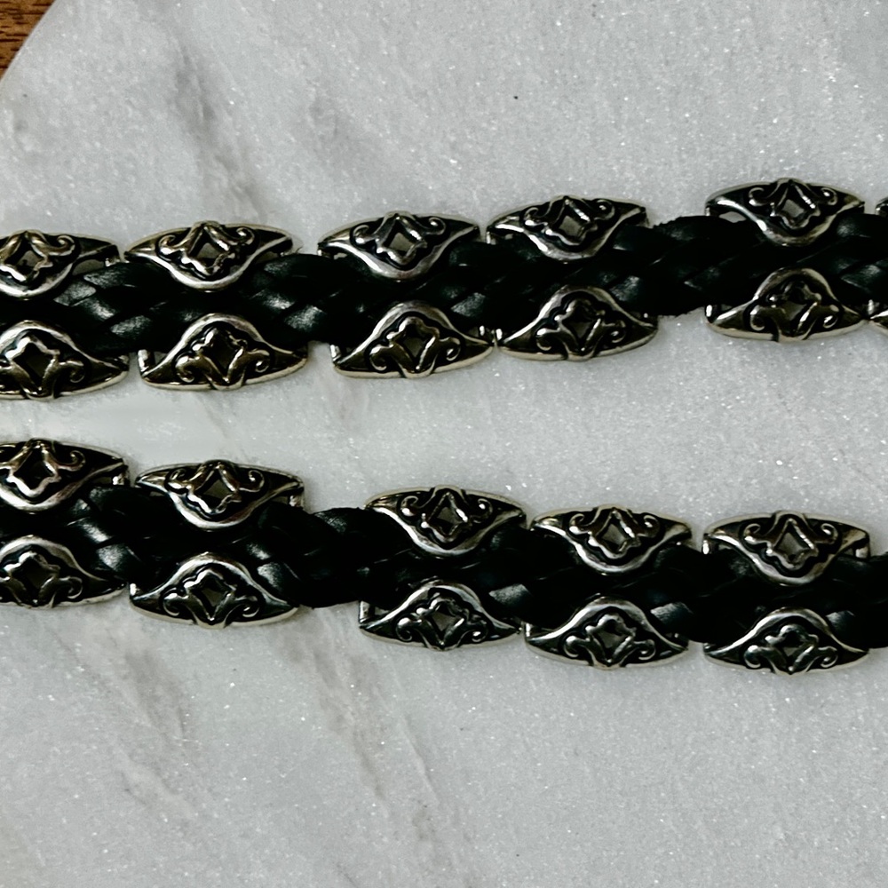 Brighton ~ Vintage ~ Women’s Small ~Black Leather Braided W/Silver Conchos Belt - Picture 14 of 16